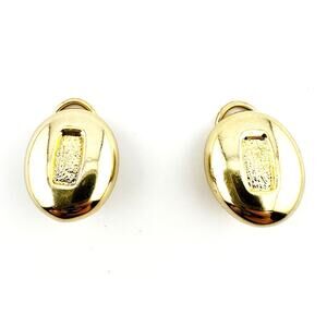 Vintage Xeja Gold Tone Oval Button Earrings Minimalist Retro MCM